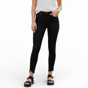 LTJ Letter to Juliet Verona Skinny Jeans Black Denim Frayed Tulip Hem High Rise